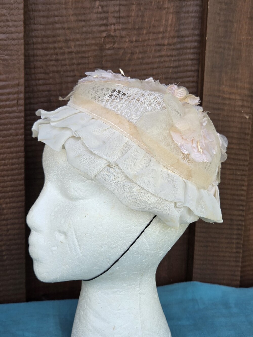 Vintage Childs Woven Silk Flower Hat *needs Cleaned